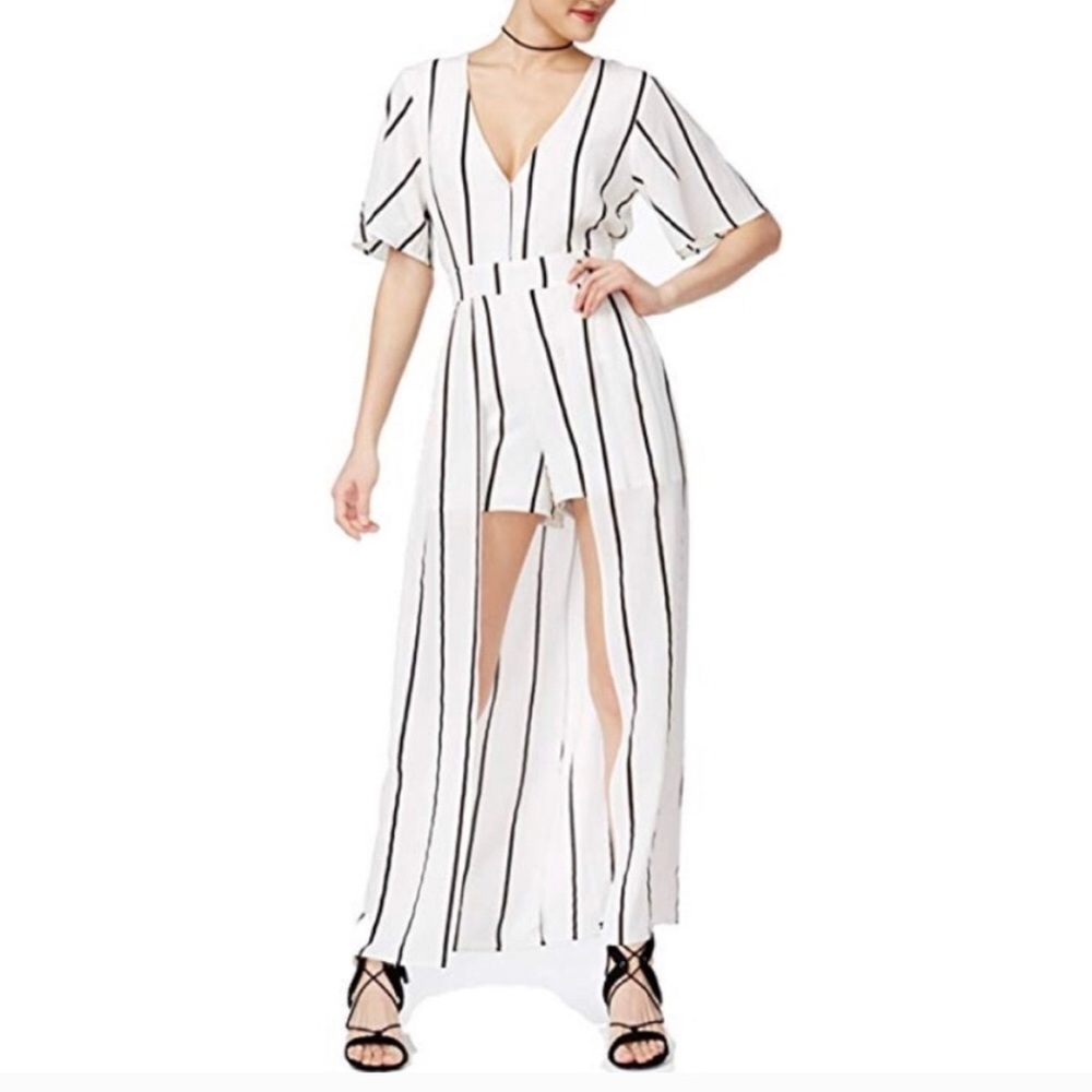 B&W Romper - shorts in front w long skirt in back